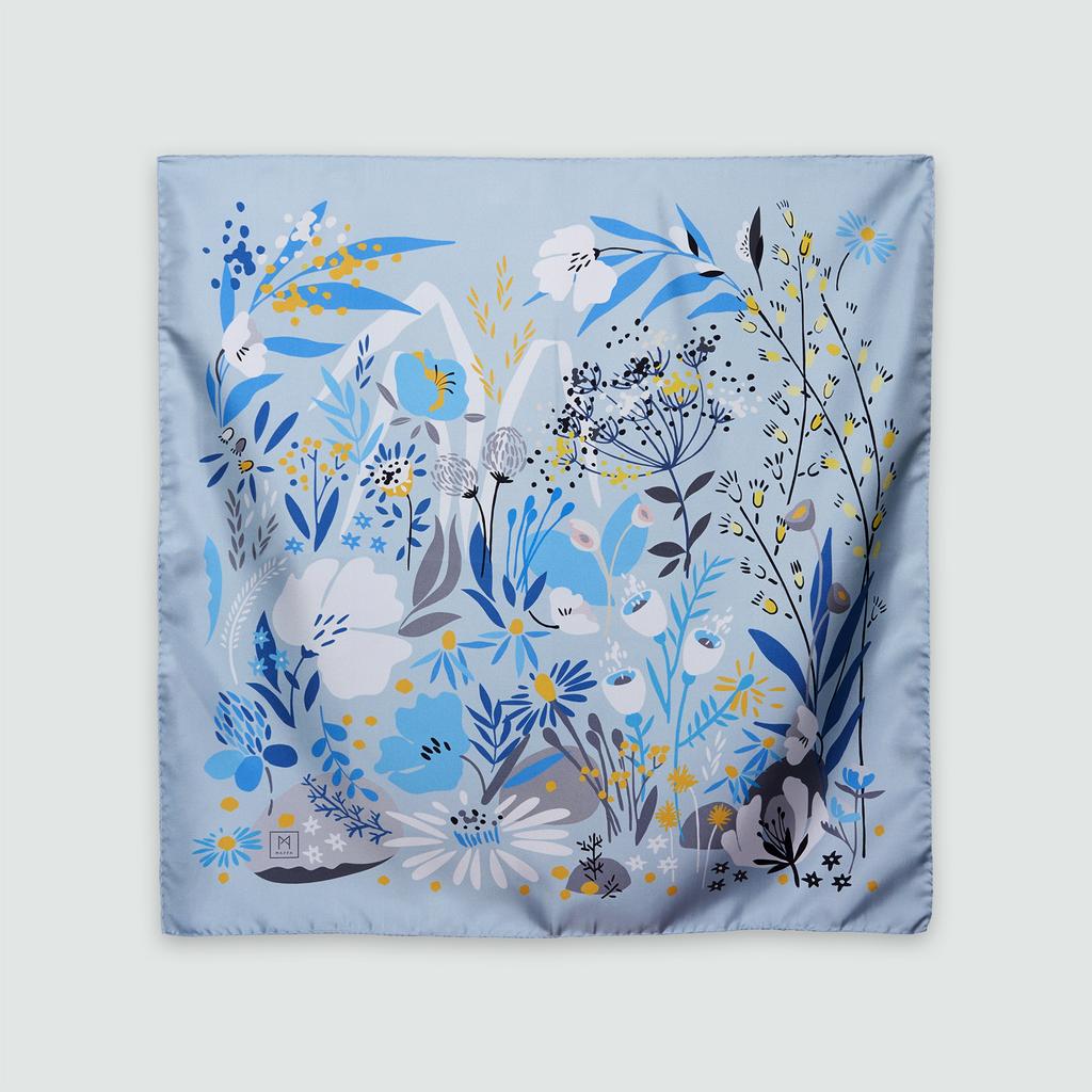 Платок-каре "Поляна" (голубая)