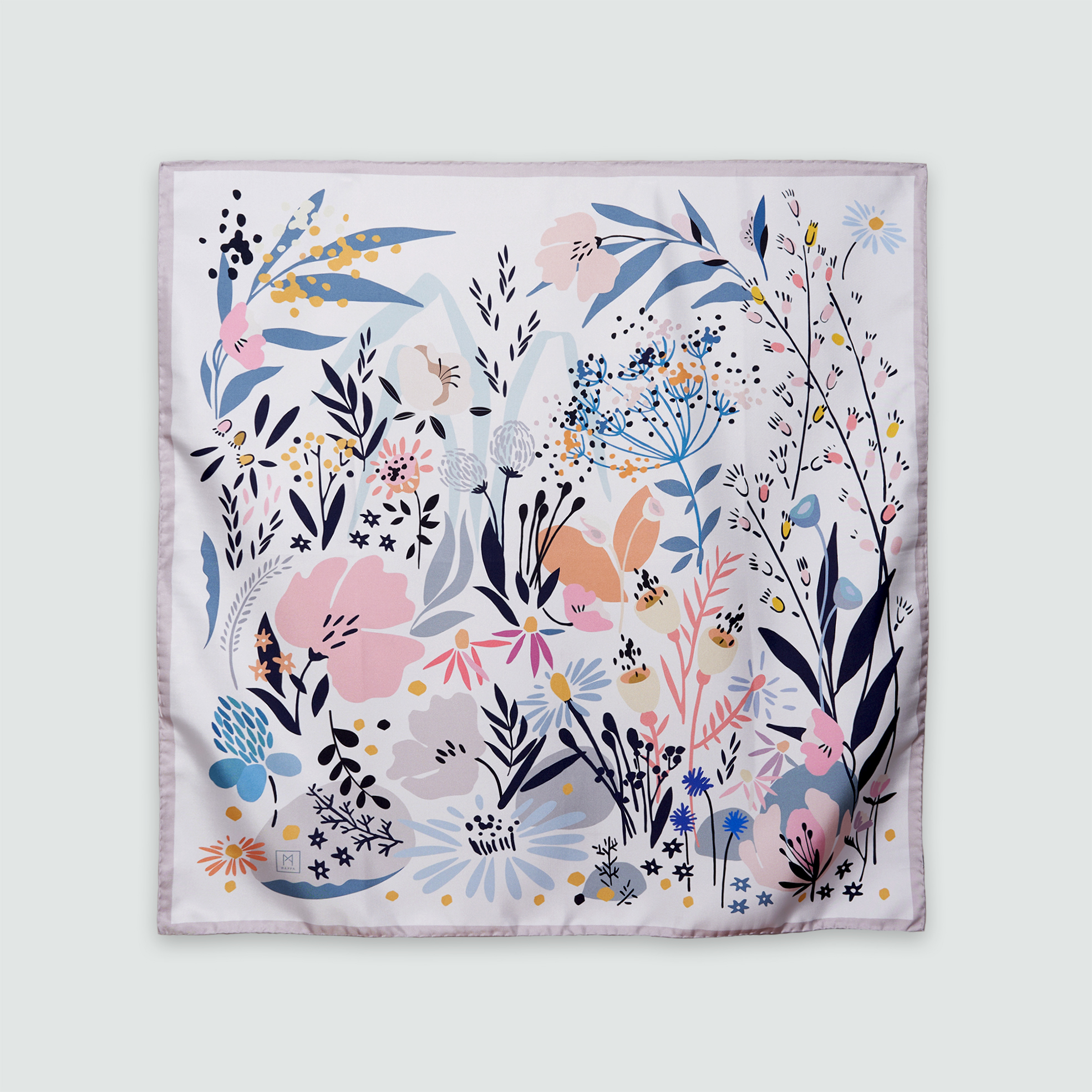 Платок-каре "Поляна" (белая)