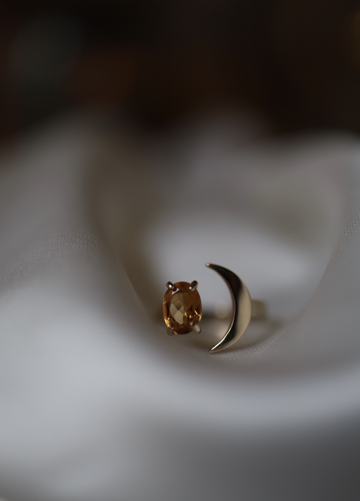 Citrine Moon I Сет колец с цитрином, латунь