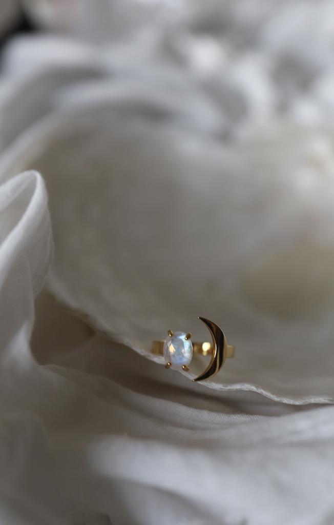Сет колец с лунным камнем и топазом, латунь I Moonstone Sunny