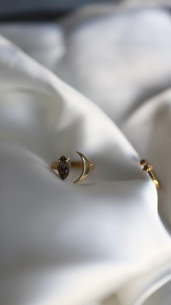 Rauchtopaz Moon Sunny Ring I Сет колец с раухтопазом, латунь