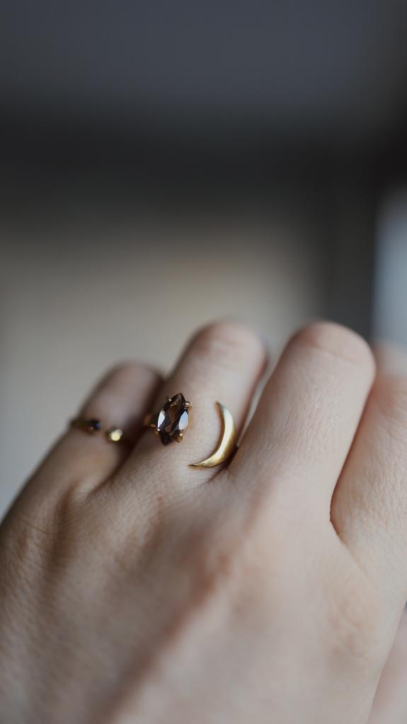 Rauchtopaz Moon Sunny Ring I Сет колец с раухтопазом, латунь