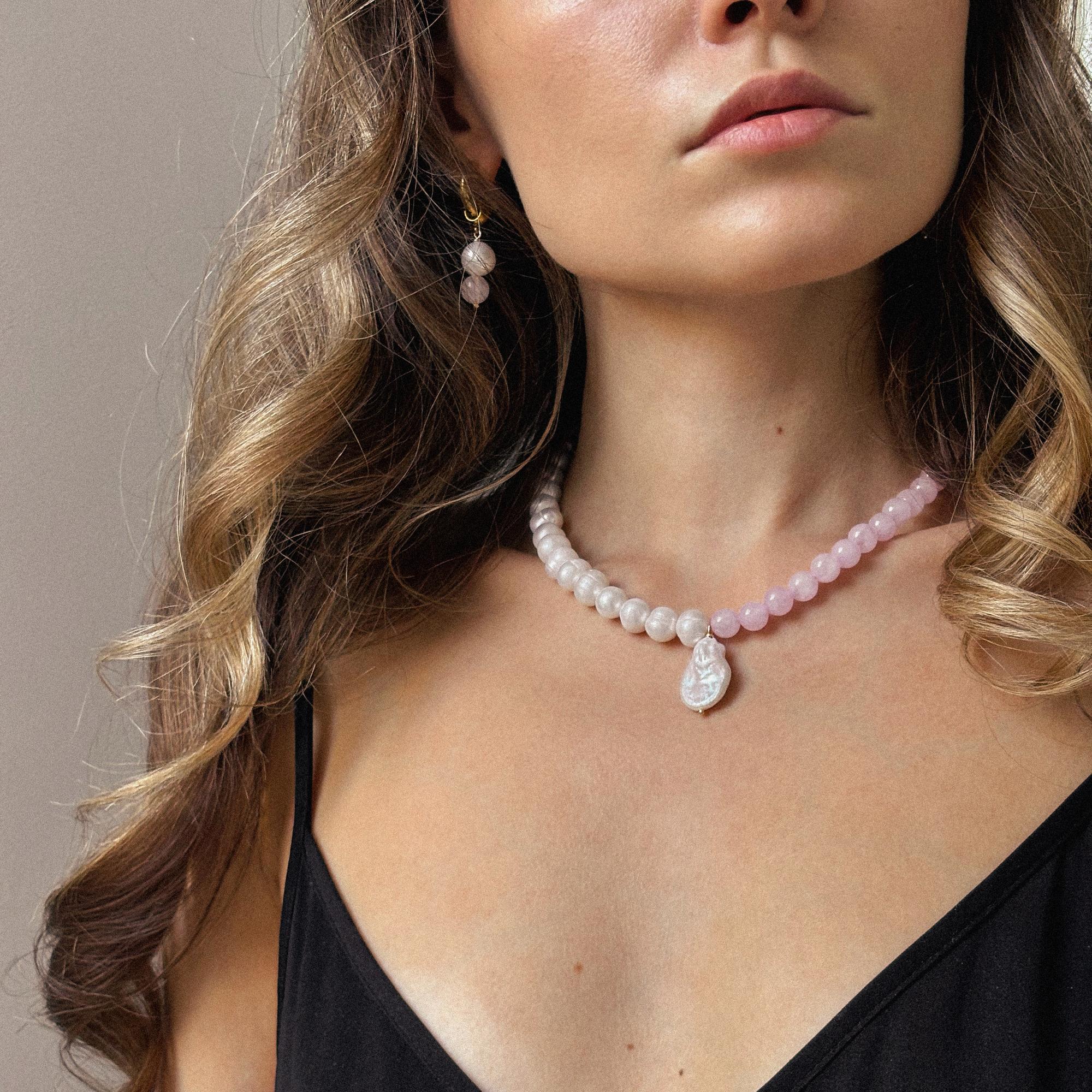 Чокер ( REBEL ) из розового кварца