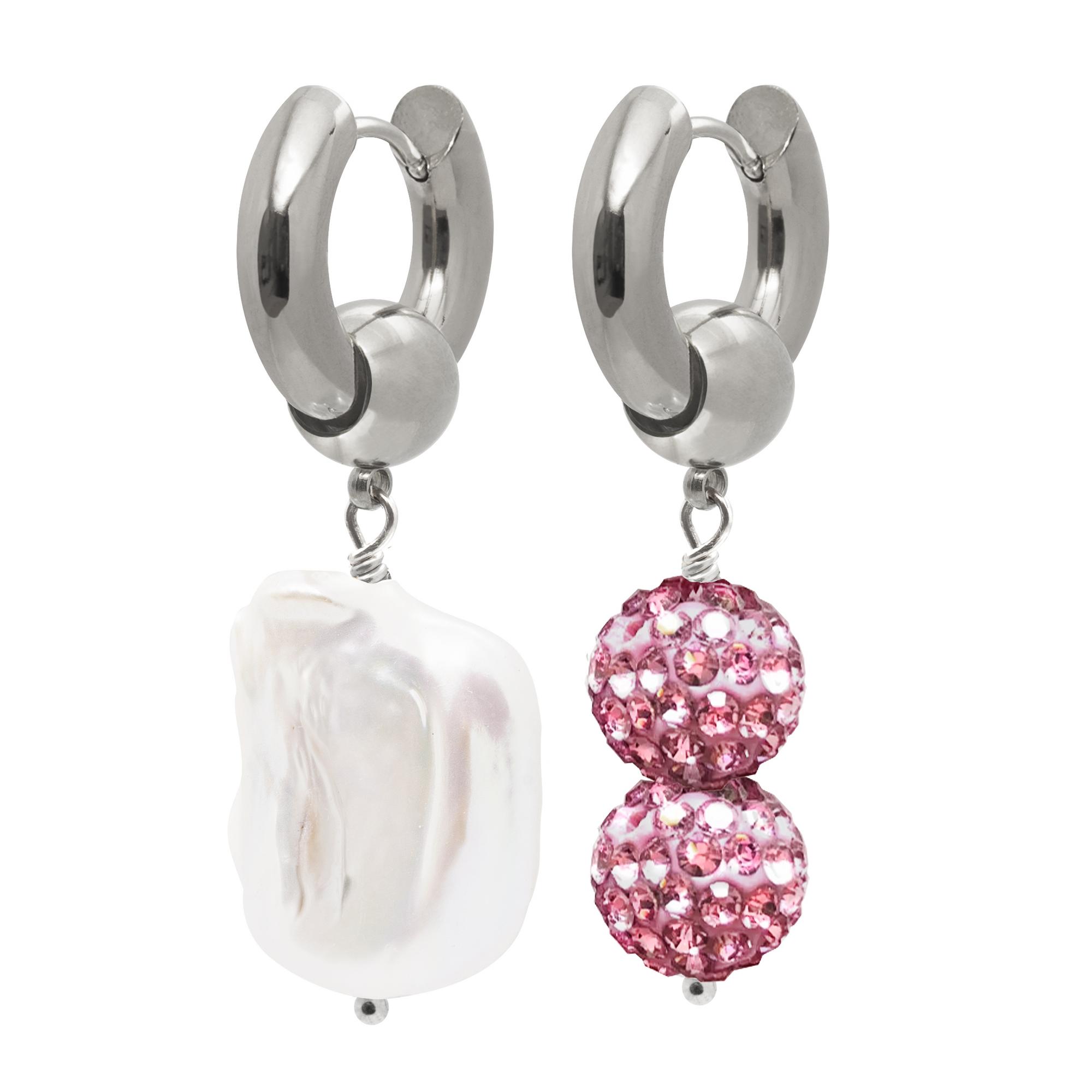 Серьги PINK GLOW с жемчугом