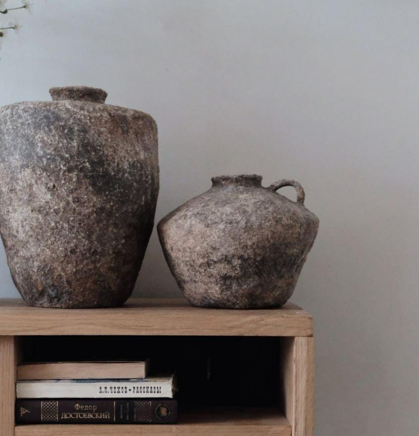 Ваза Wabi Sabi шамотная  с ручкой