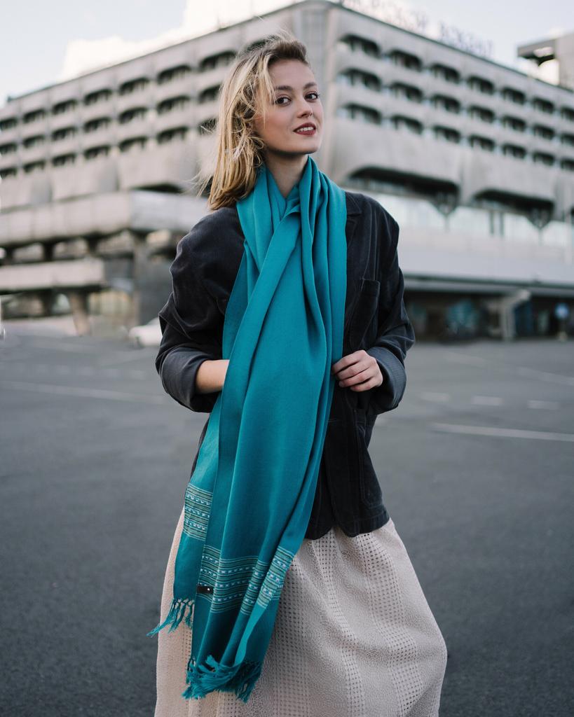 Шарф из шерсти мериноса Морская Волна