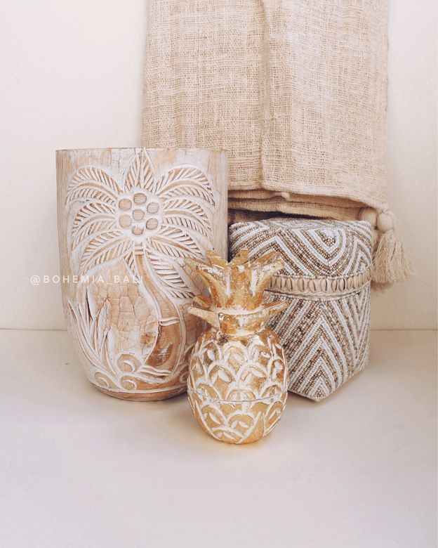 Шкатулка ананас из дерева ручной работы золото