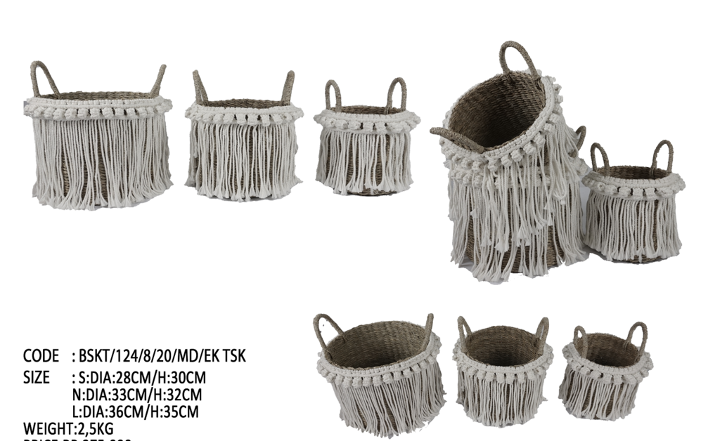 Basket water hyacint + macrame 16