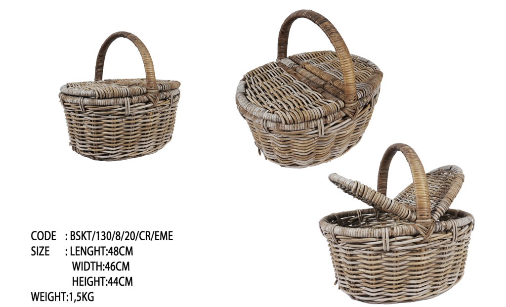 Basket for picnic natural rattan 20