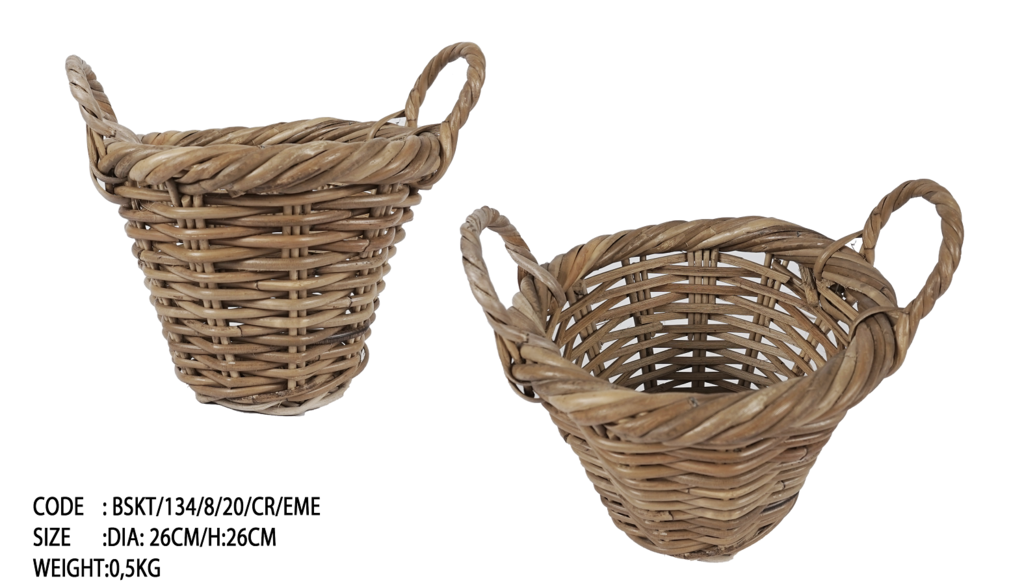 Basket natural rattan with handles 24