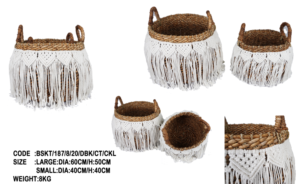 Basket banana leaf +macrame 58