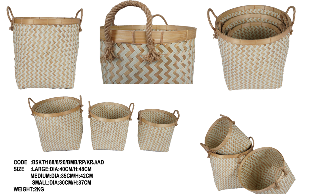 Basket Bamboo + plastic recycling 59