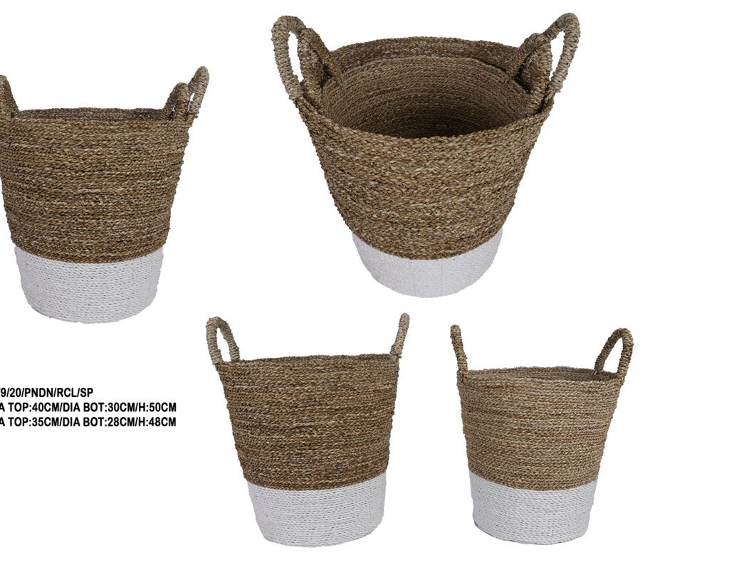 Basket sea grass + plastic recycling 75