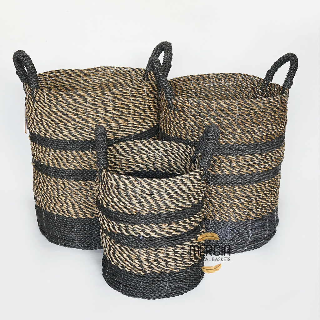Basket sea grass + black rafia 153