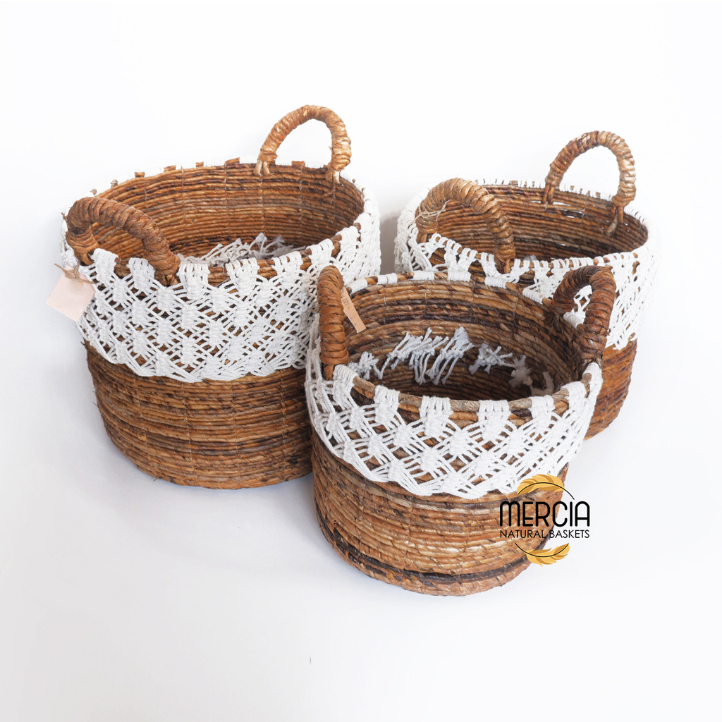 Basket banana leaf + macrame 164