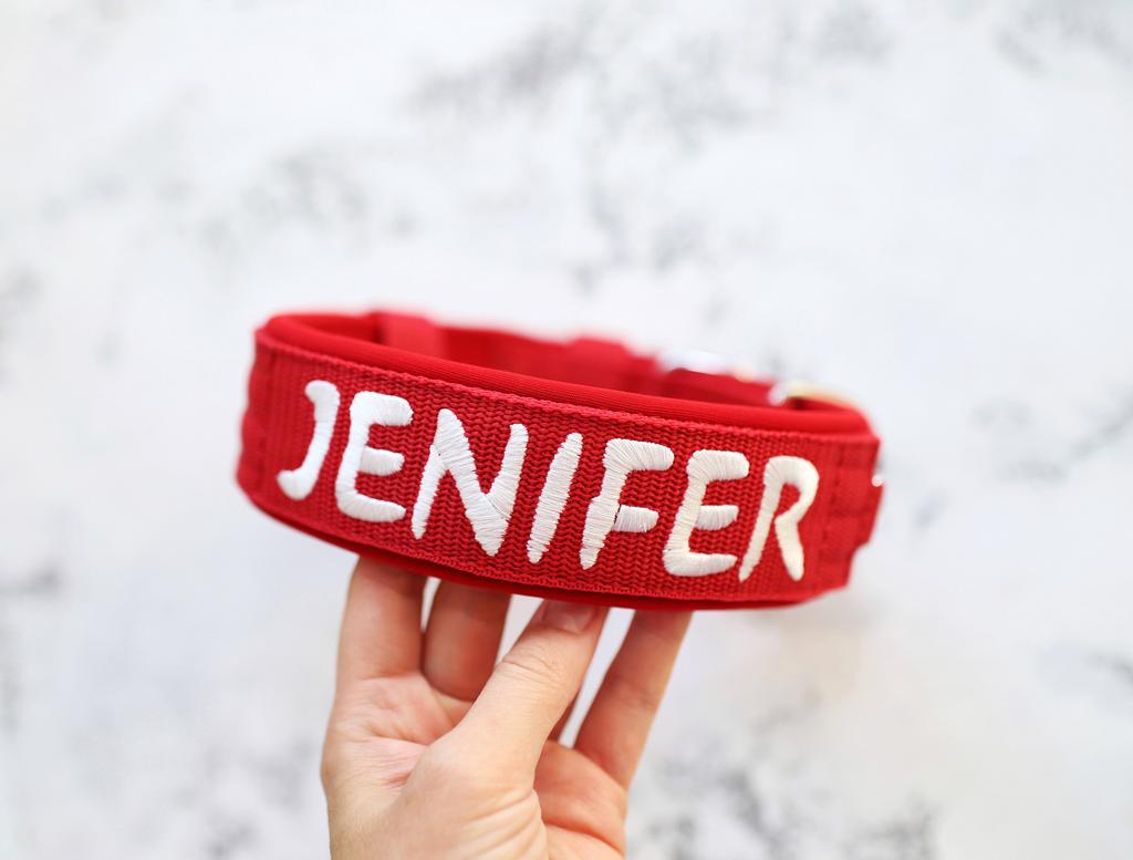 Ошейник For Motion с вышивкой, красный/белый