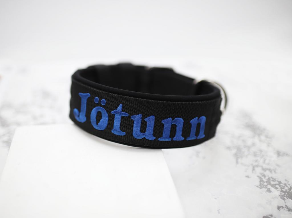 Ошейник For Motion с вышивкой, чёрный/синий