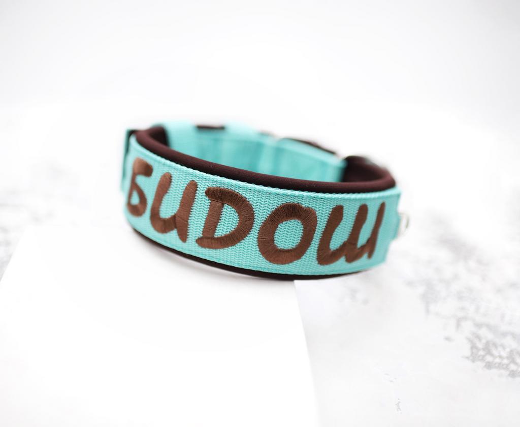 Ошейник For Motion с вышивкой, мятный/шоколад