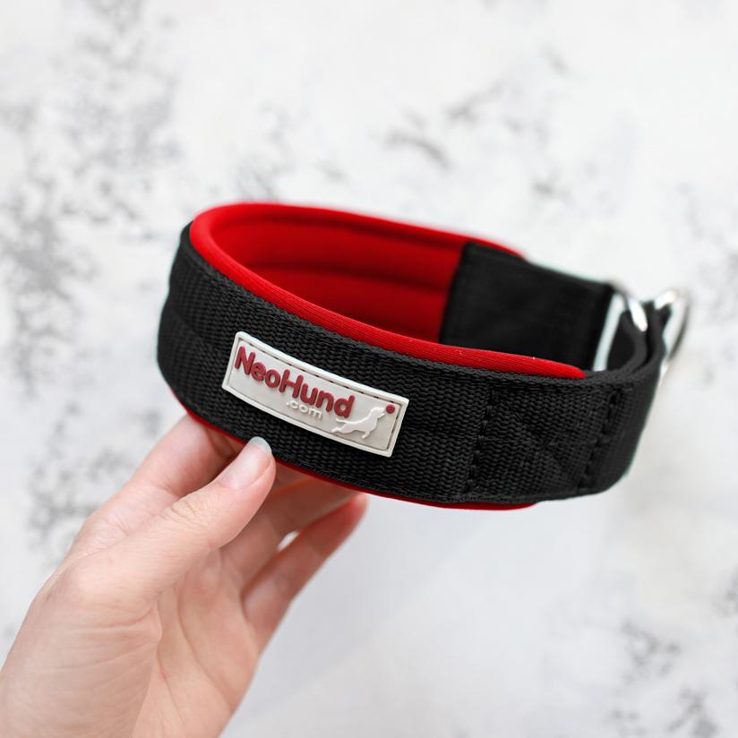 Ошейник-мартингейл Slip, чёрный/красный