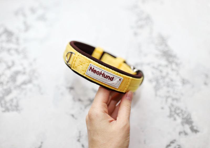 Ошейник For Motion на пряжке жёлтая дыня/шоколад, ширина 3,2 см, размер 30-40 см