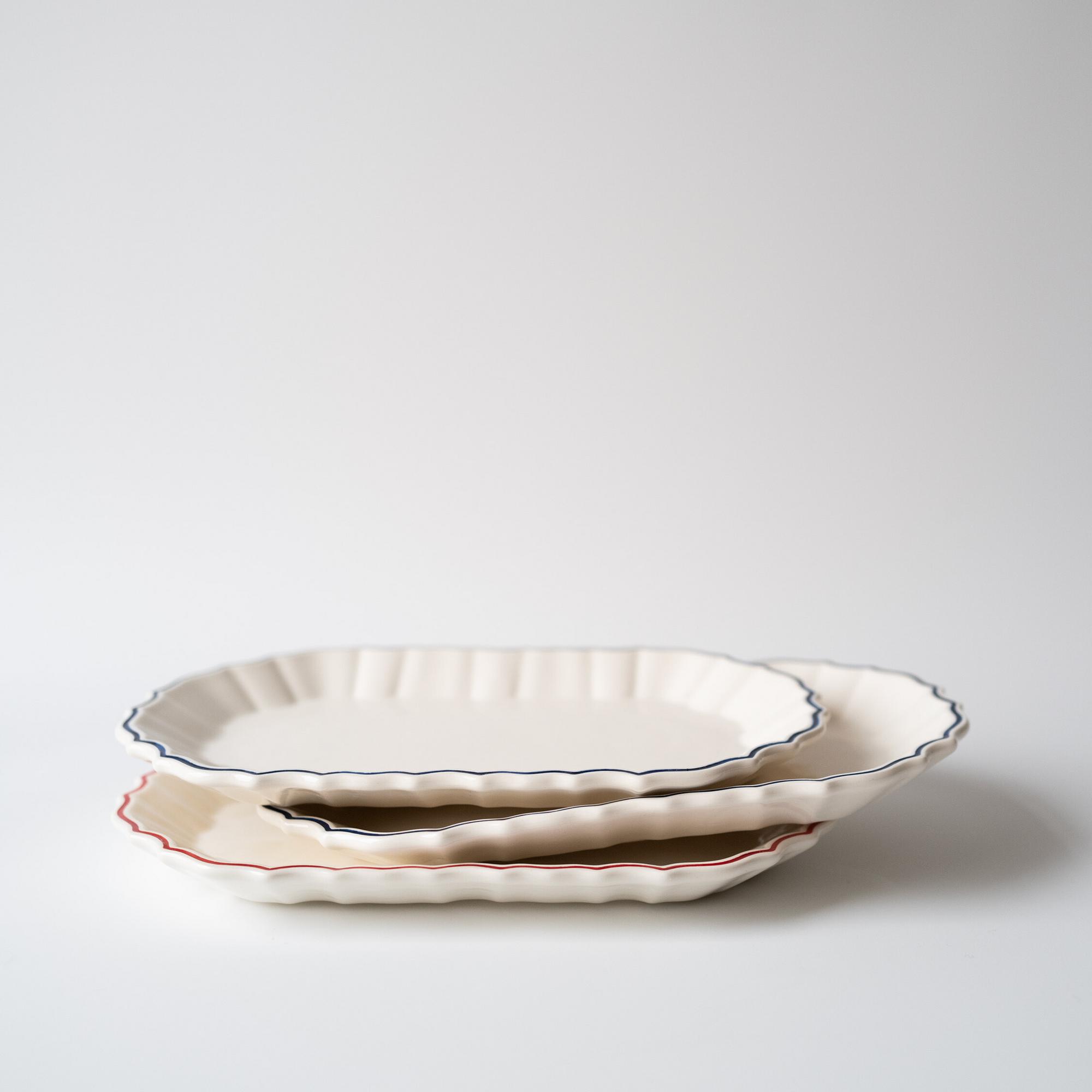 Овальная тарелка «Бистро» с цветными кантиками