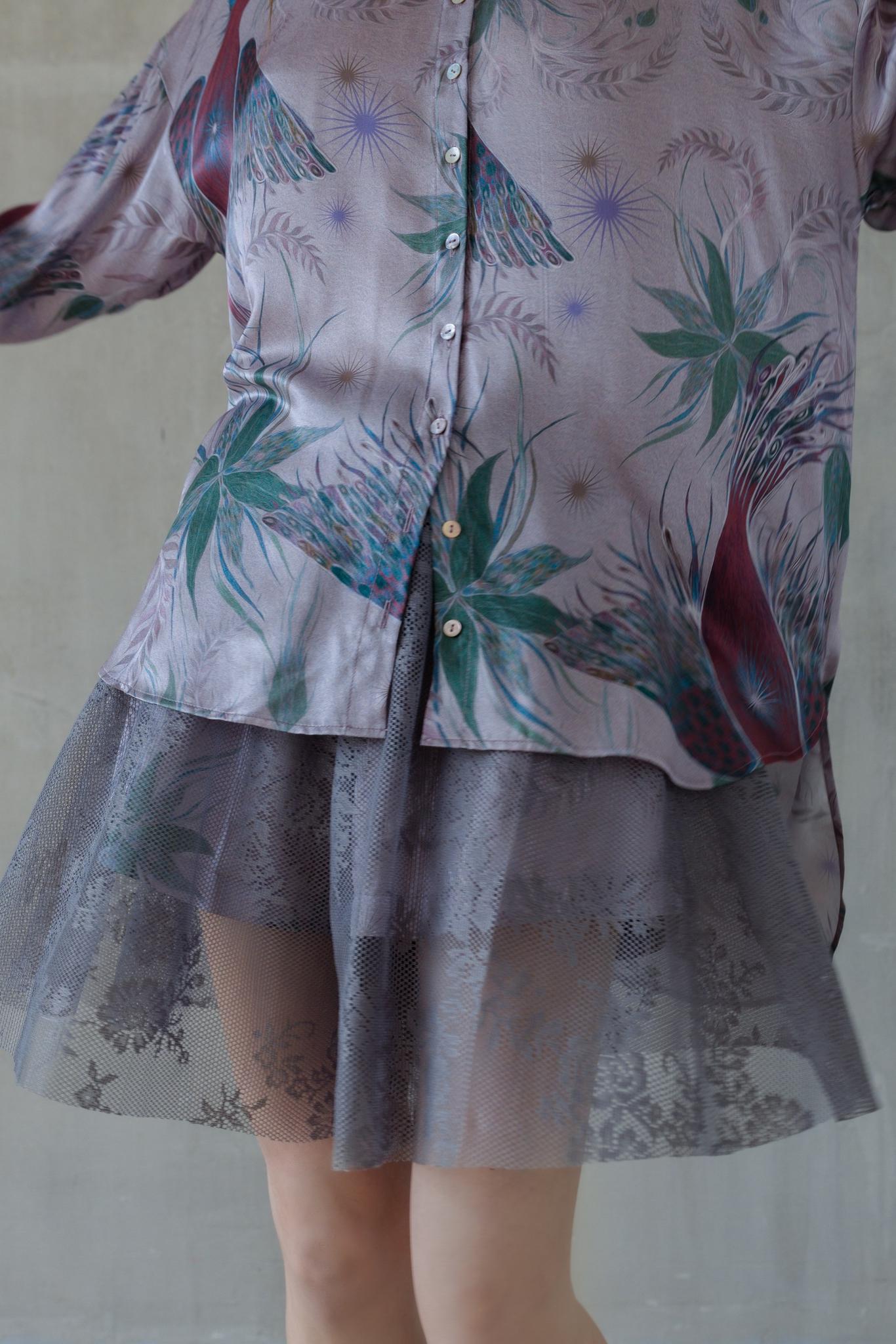Шелковая рубашка с принтом Феникс/Silk shirt with Phoenix print