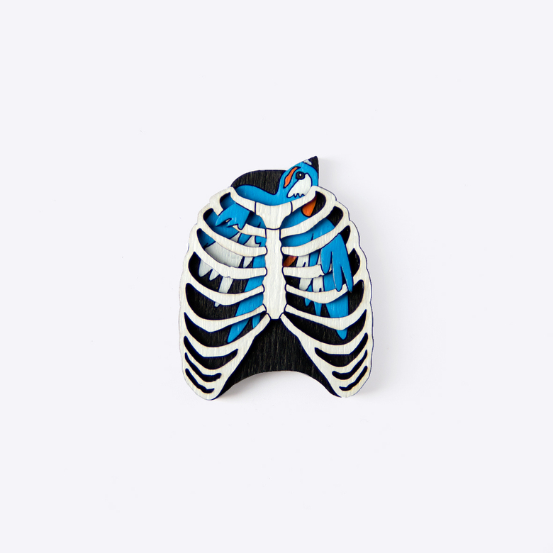 Брошь "ПТИЦА В КЛЕТКЕ"