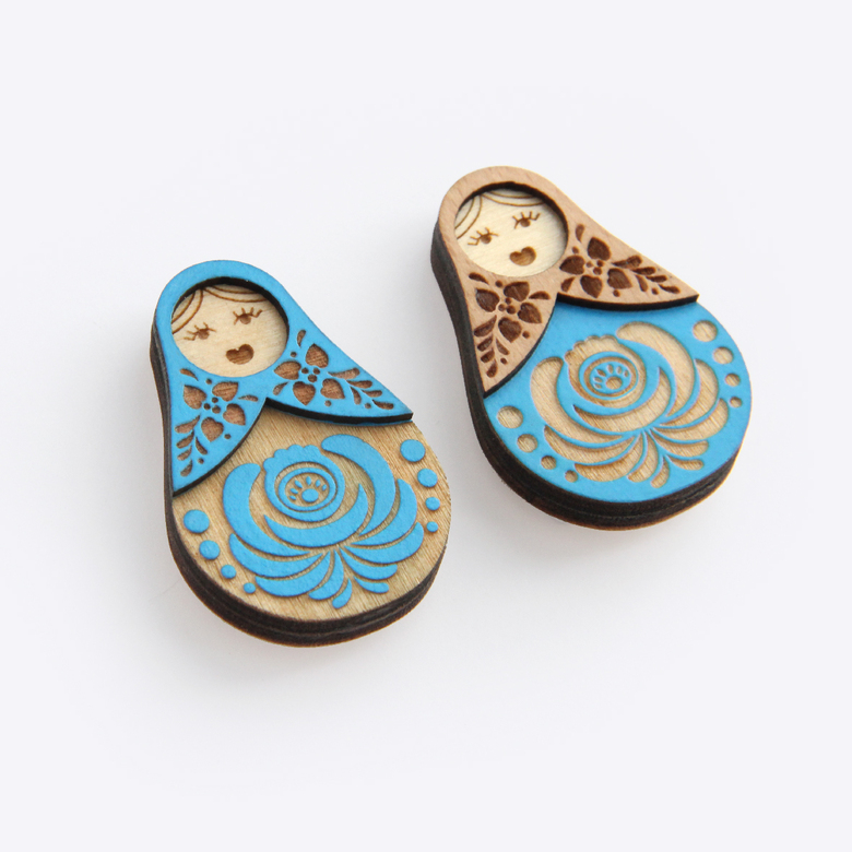 Значок "МАТРЕШКА ГЖЕЛЬ"