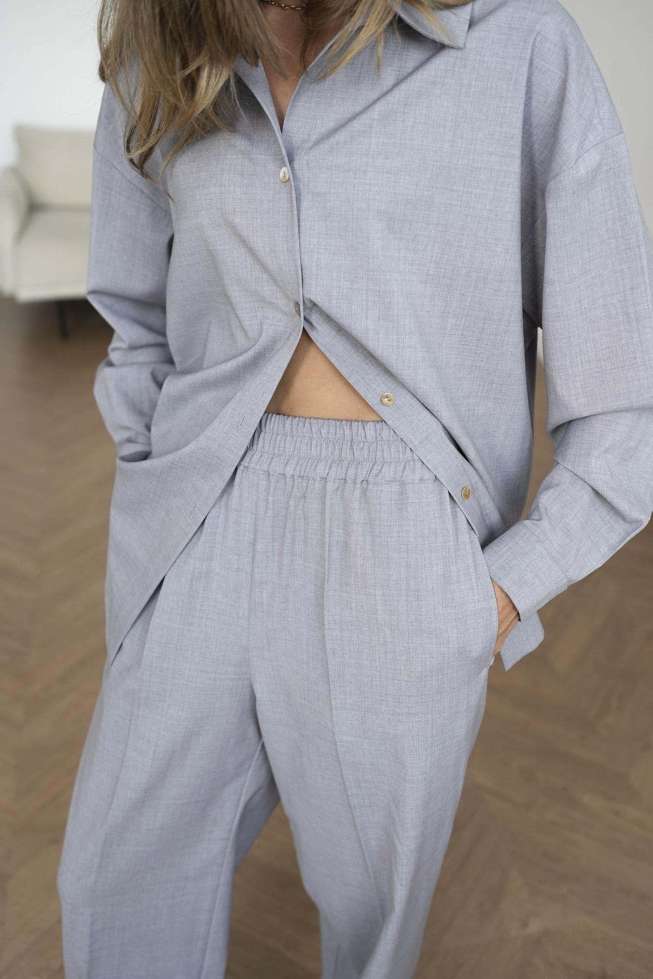 Брюки с высокой посадкой на резинке зауженные из шерсти