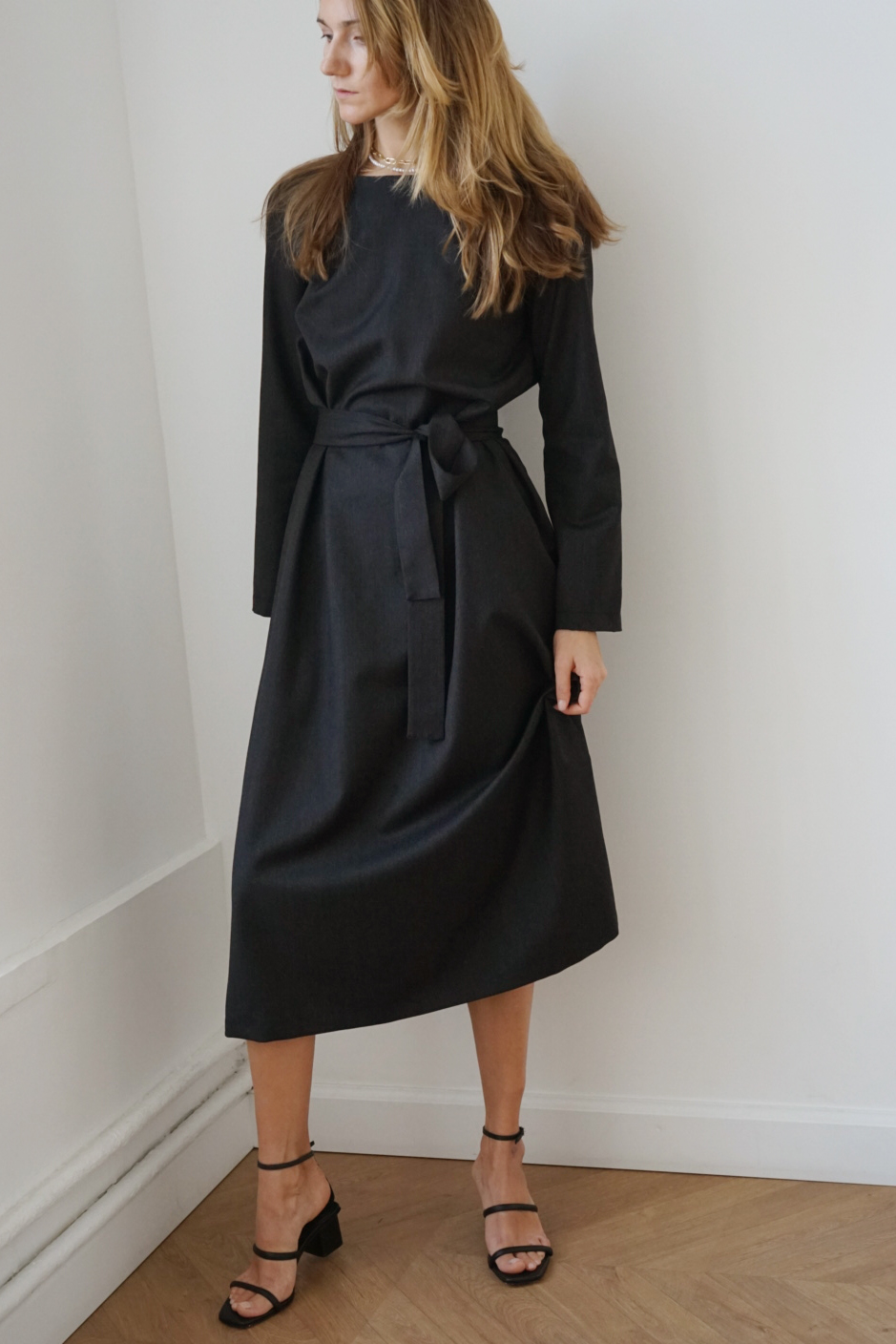 Платье с длинным рукавом из шерсти