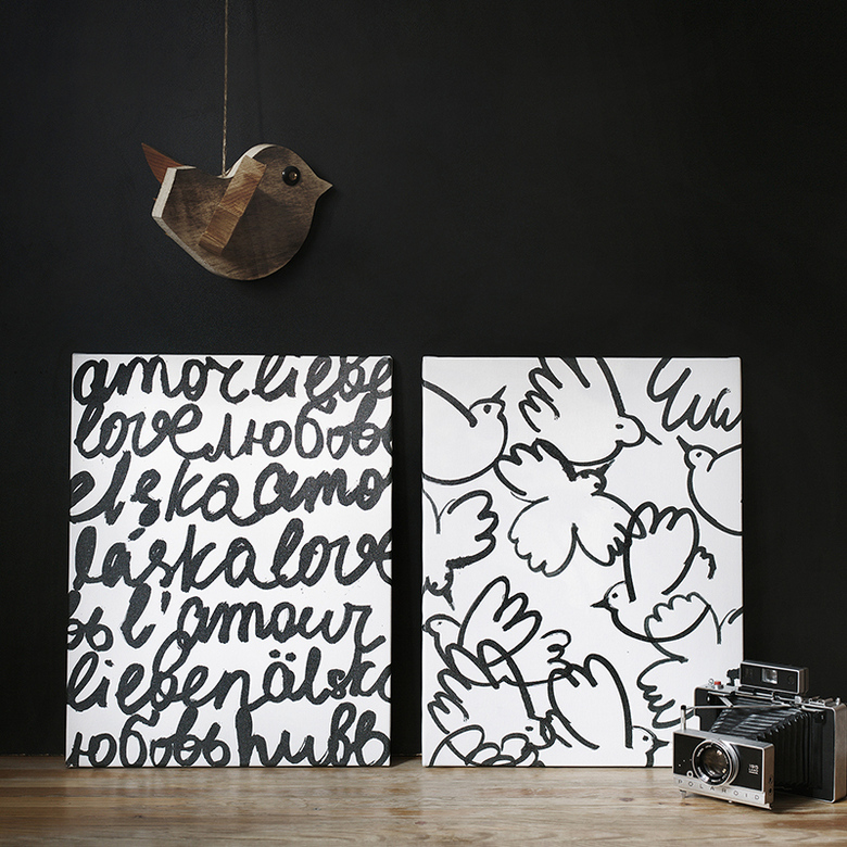 Парные холсты «Любовь и голуби»