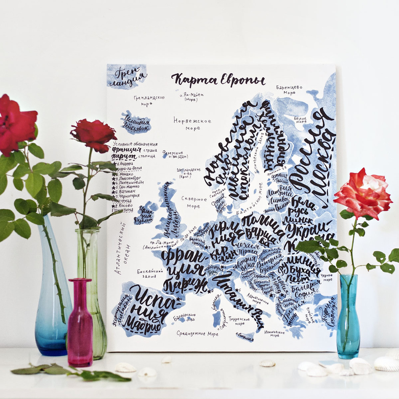 Холст «Карта Европы»