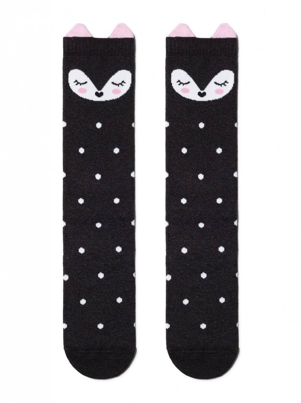 гольфы "Мордашки" от "ConteKids" р. 16, 18 - Лисенок (черный)