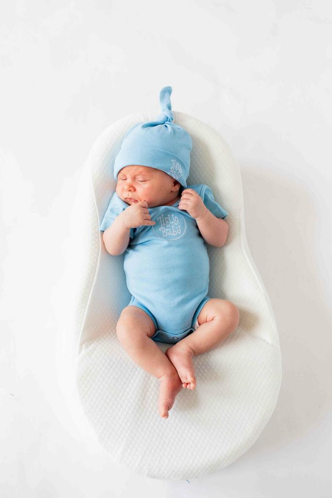 Бодик с коротким рукавом "Hello, Baby" - голубой р.0-12 мес