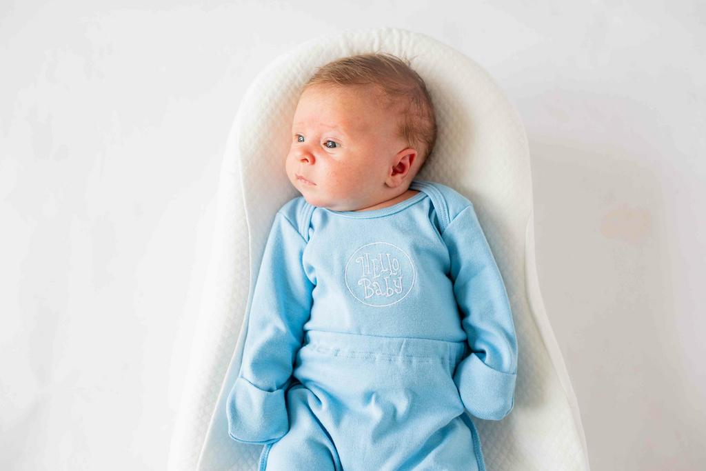 Бодик "Hello, Baby" с длин.рукавом - голубой (р. 0-12 мес)