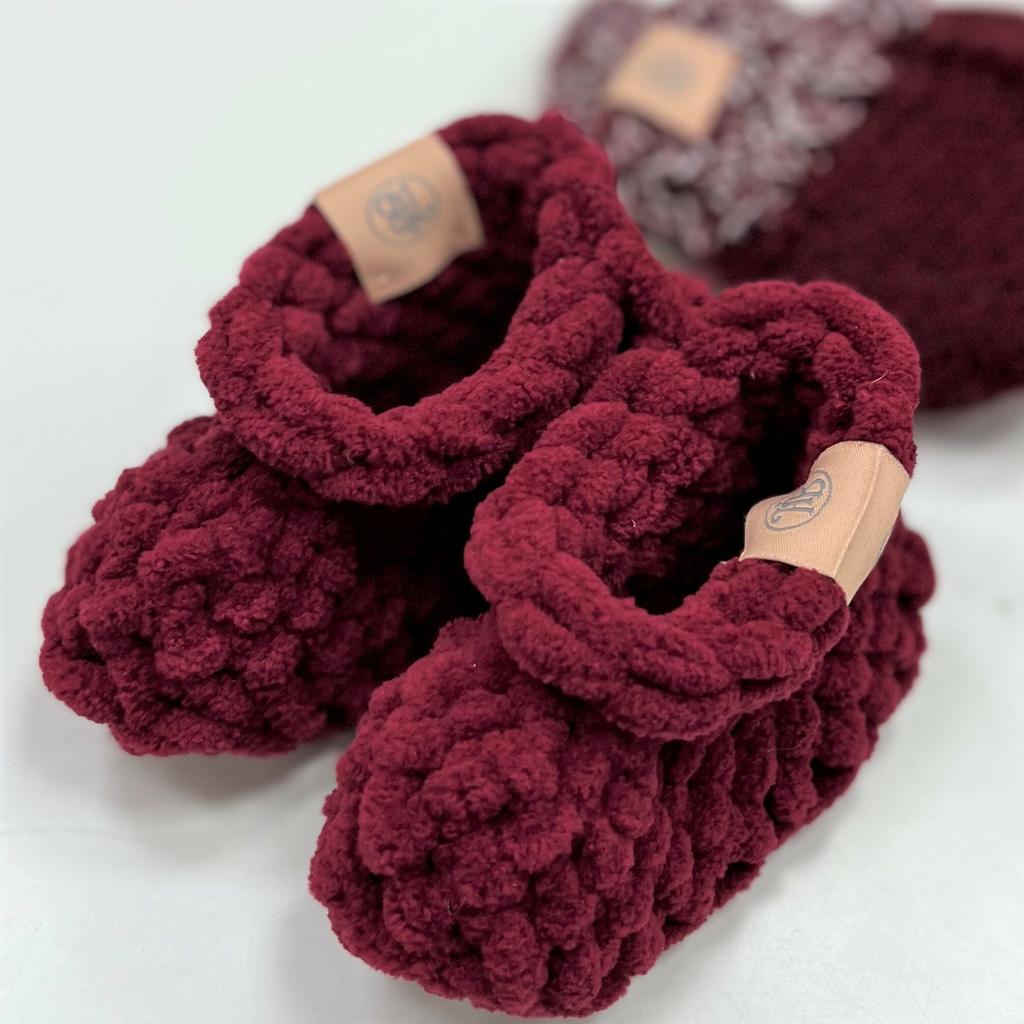 Плюшевые пинетки Hello,Baby 0+ (9-10 см) - винный