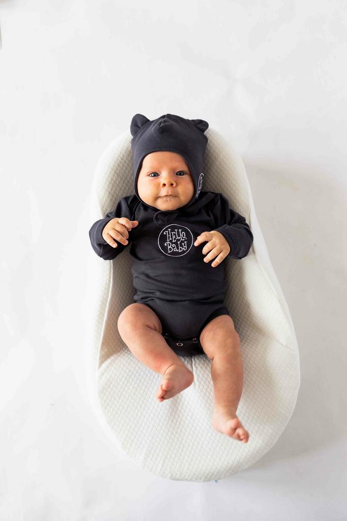 Бодик "Hello,Baby" с длин. рукавом - графит р. 74-80 мес