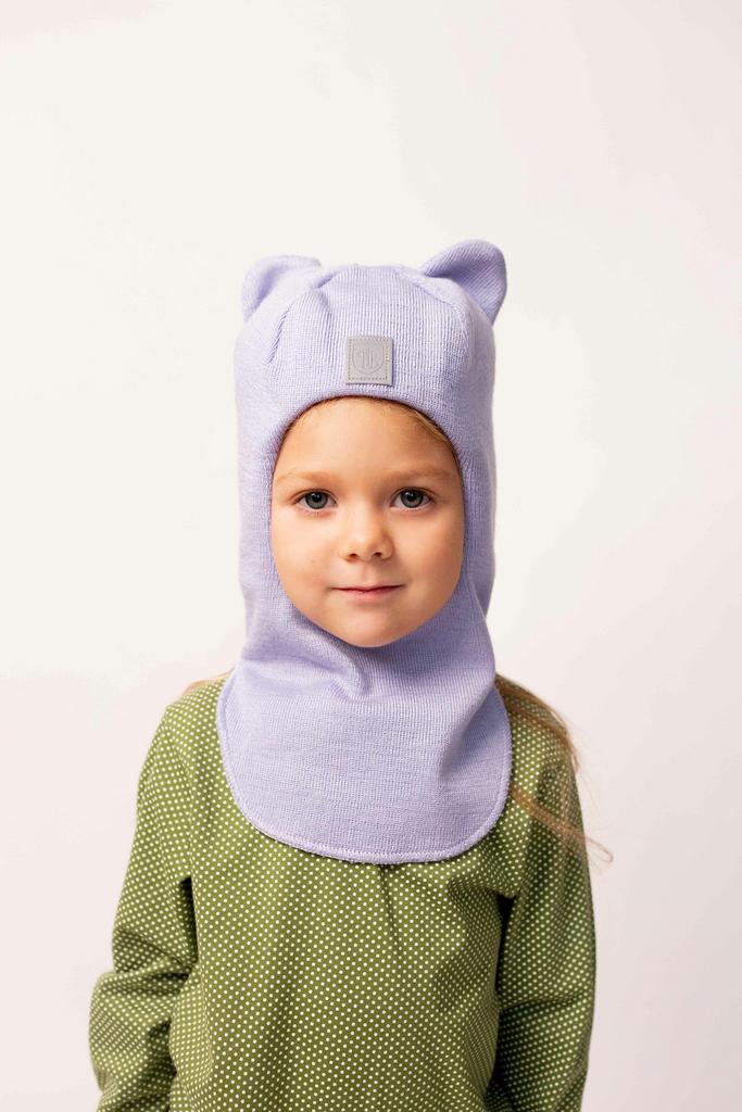 Шапка-шлем зимний с ушками "HelloBaby" (44-52 см) - лаванда