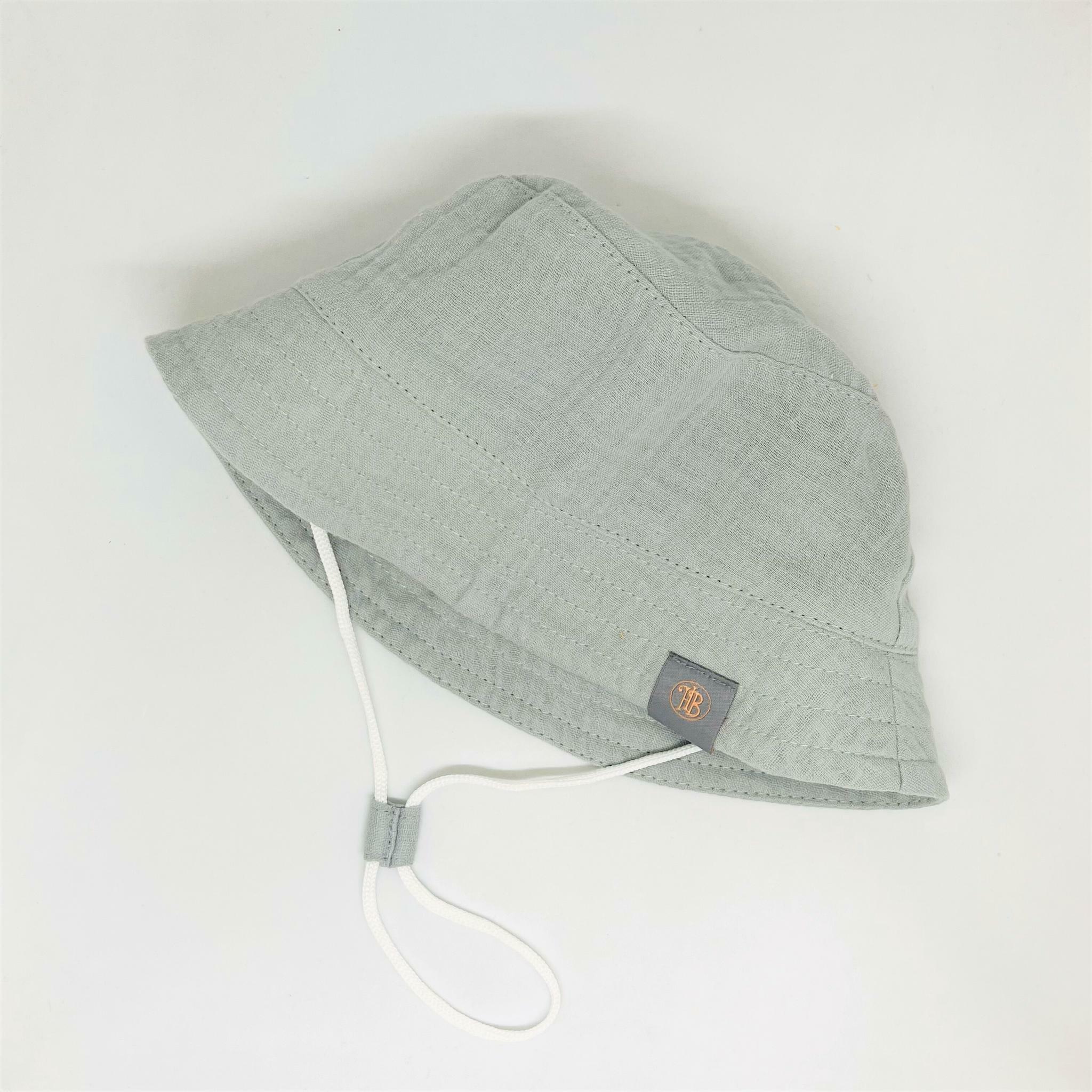 Панама "Hello,Baby" с завязками из муслина  (р. 46-48, 52-54 см) - серая дымка