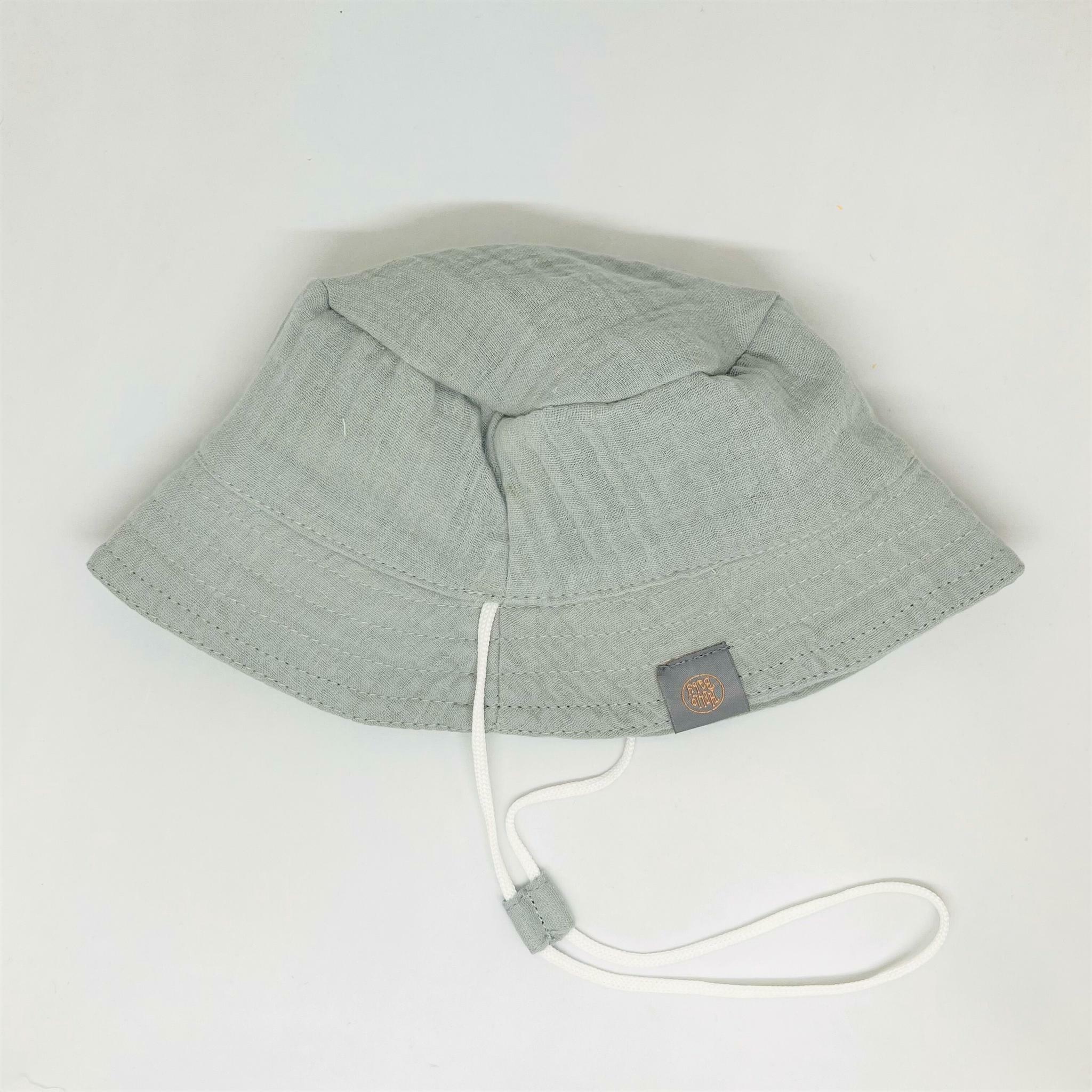 Панама "Hello,Baby" с завязками из муслина  (р. 46-48, 52-54 см) - серая дымка