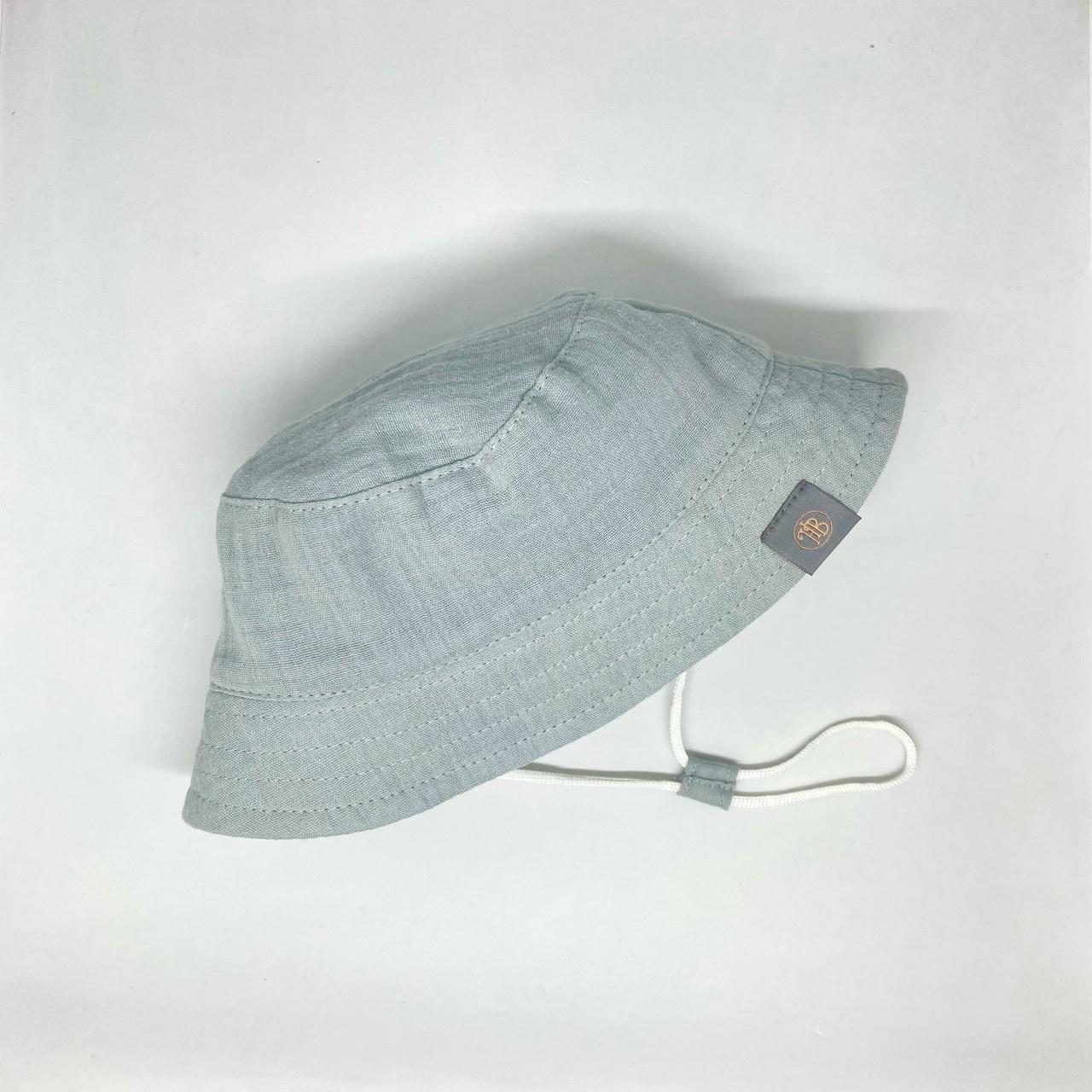 Панама "Hello,Baby" с завязками из муслина  (р. 46-48, 52-54 см) - серая дымка