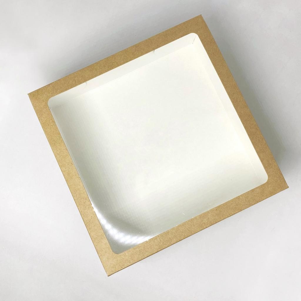 Подарочная коробка крафт с прозрачной крышкой 20*20*7