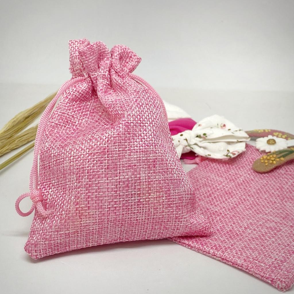 Мешочек подарочный холщовый 14*10 - розовый