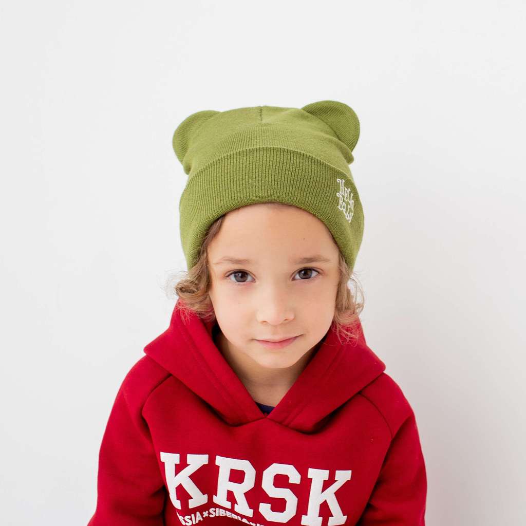 Шапка с ушками "HelloBaby" шерсть/акрил р. 3/10 лет -LIGHT- цвета разные