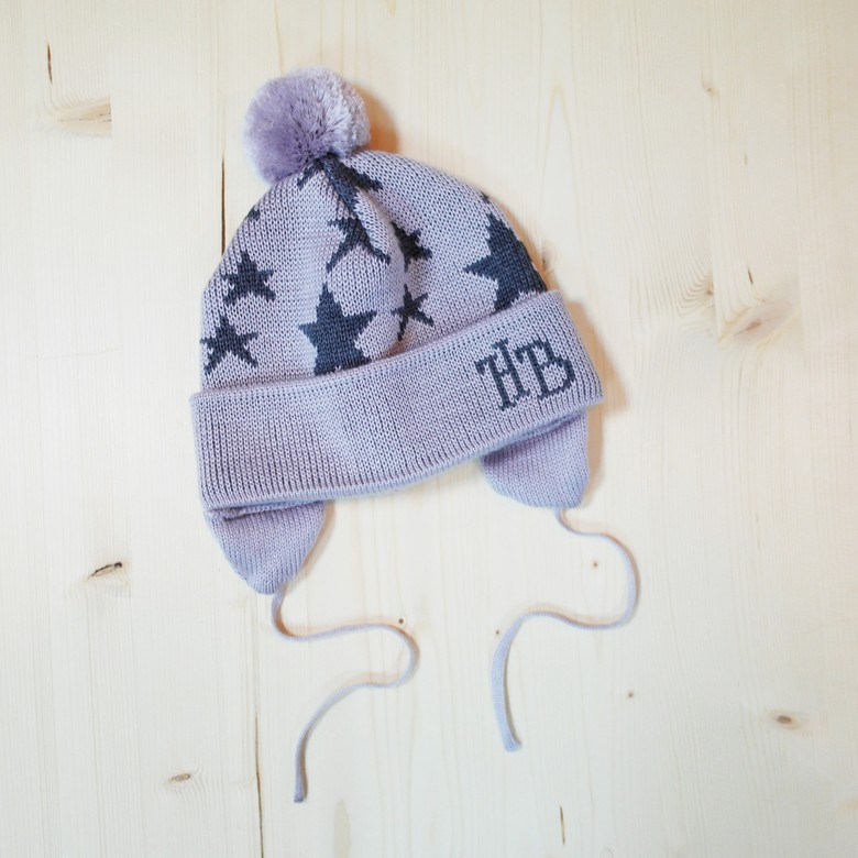 Шапка зимняя "HelloBaby" с помпоном -OLDSCHOOL- (48 см) - серые звезды