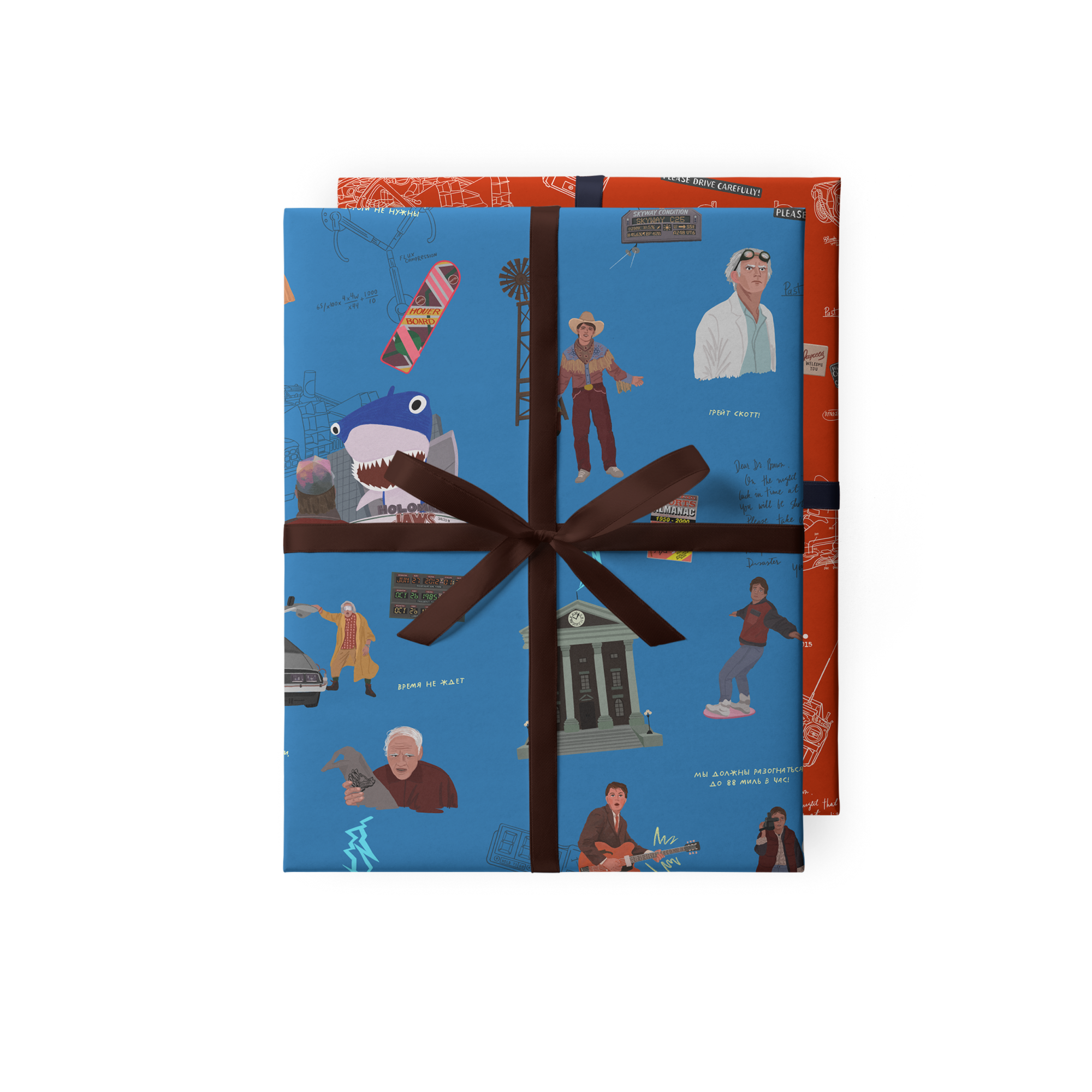 Упаковочная бумага "Назад в будущее" двусторонняя