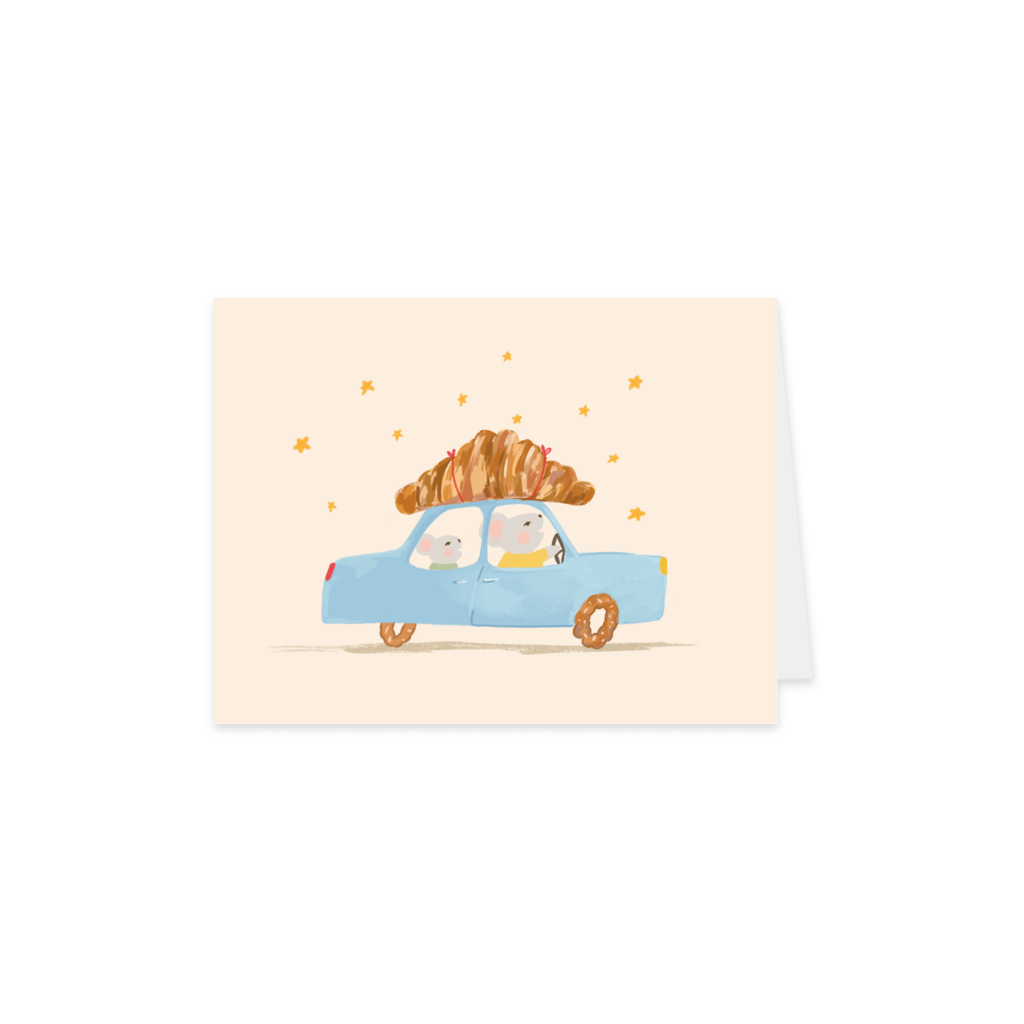 Открытка "Мышки на машинке", раскладная