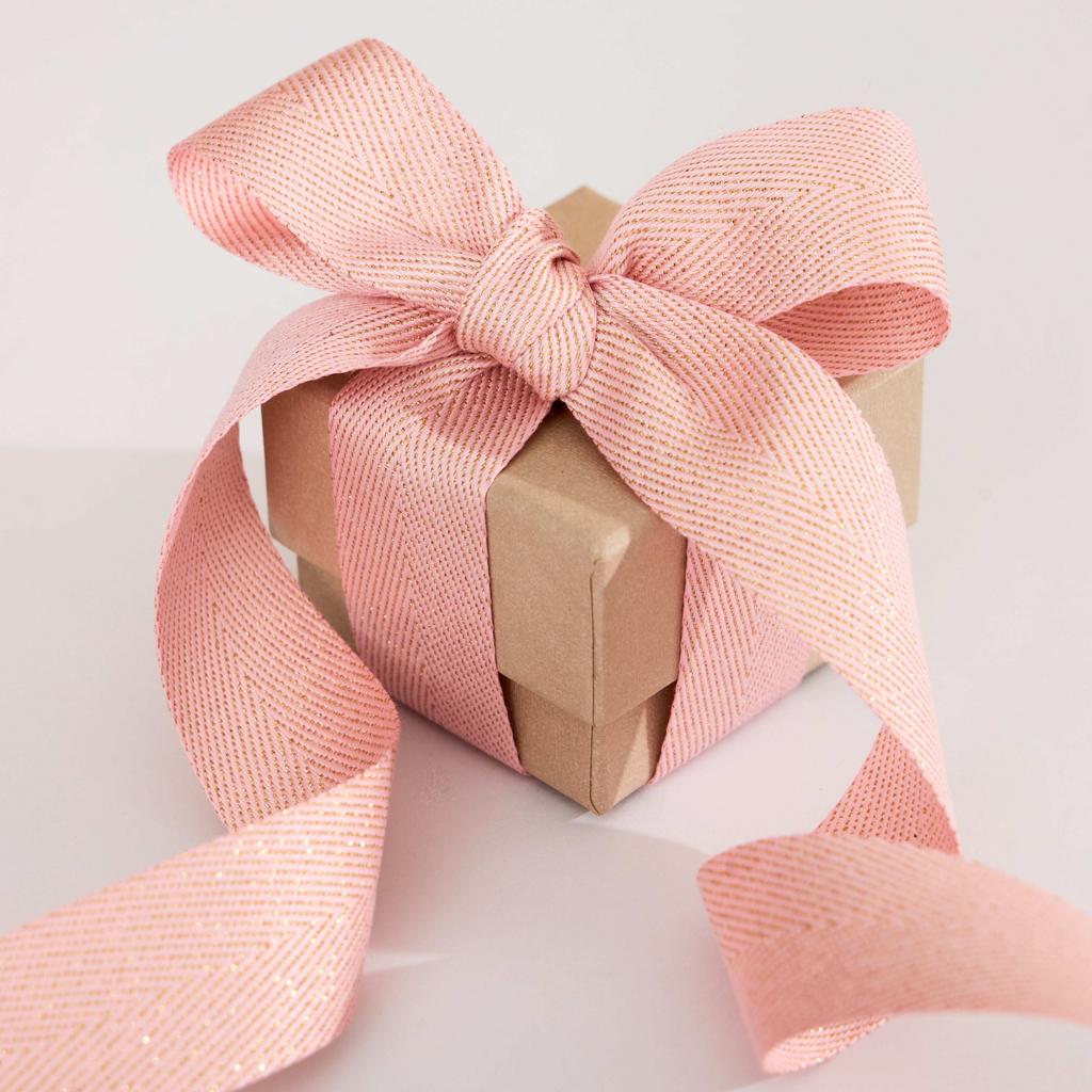 Лента хлопковая в катушке "Pink glitter"