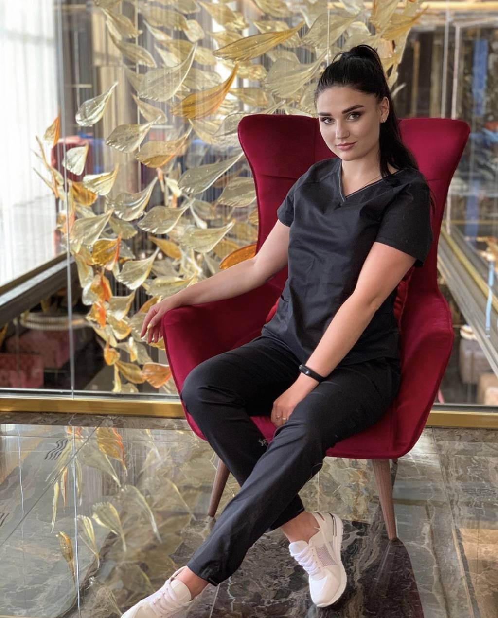 Костюм медицинский женский "Анатомия ",cotton,stretch 5%  черный