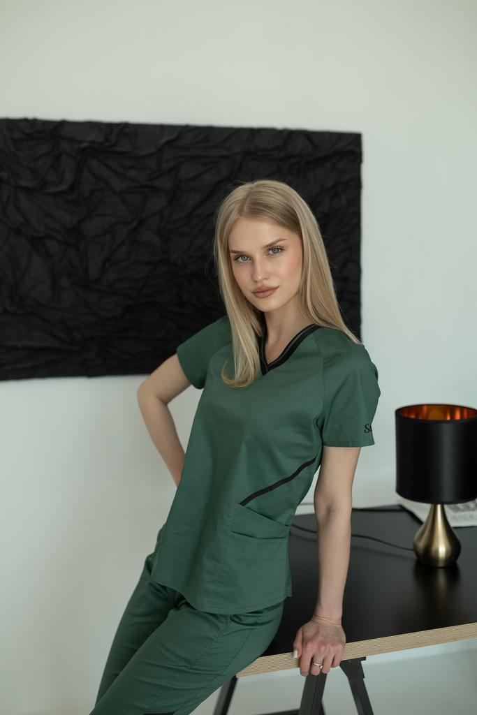 Костюм медицинский женский "Анатомия ",cotton,stretch 5%  виридиан